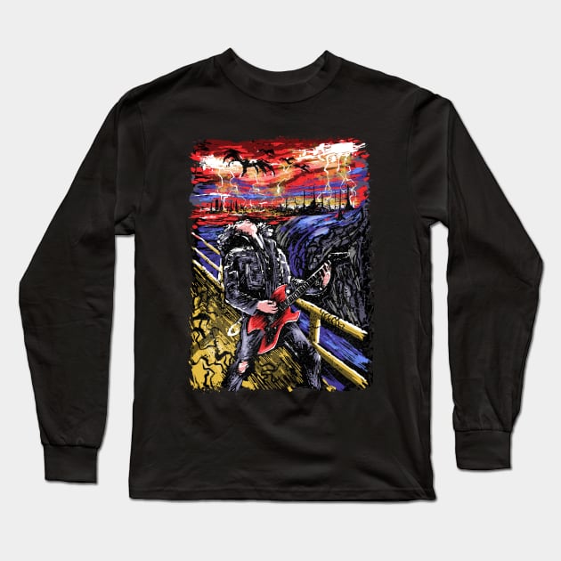 The Guitar Scream Long Sleeve T-Shirt by Zascanauta